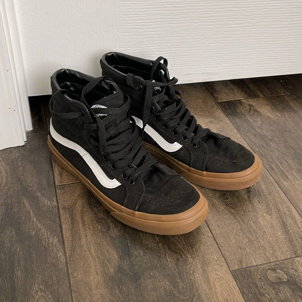 B&W High Tops Vans w/ Gum Sole